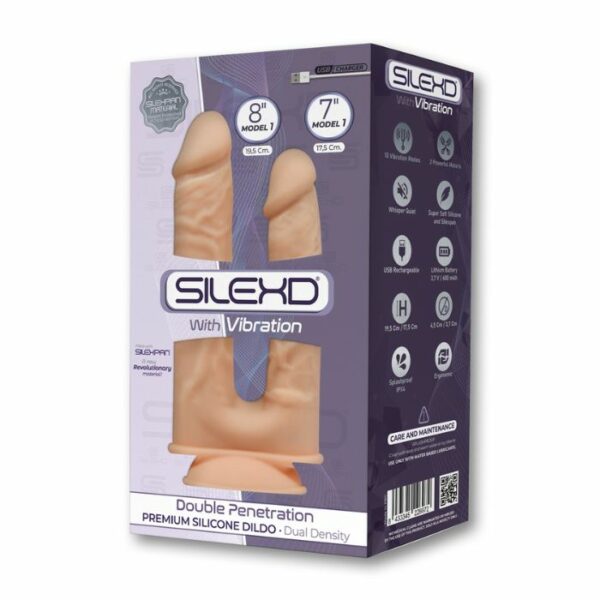 Double gode ventouse réaliste vibrant Modèle 1 87 SilexD Box