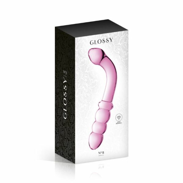 Gode courbé en Verre Glossy Toys N°8 Rose Box