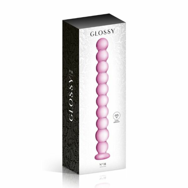 Gode en Verre avec boules progressives Glossy Toys N°18 Rose Box