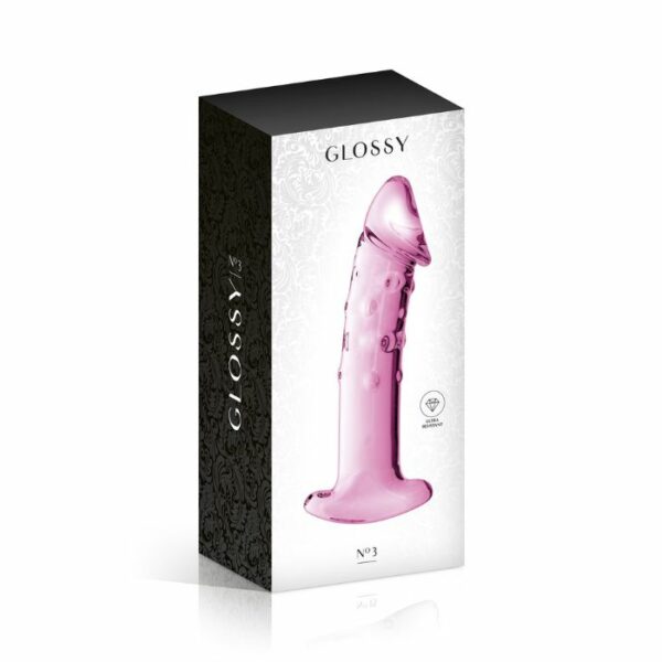 Gode en Verre avec gland Glossy Toys N°3 Rose