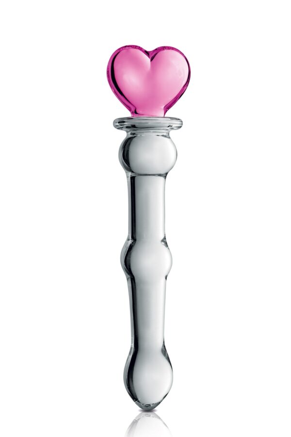 Gode en Verre poignée en coeur Glossy N°21 Rose