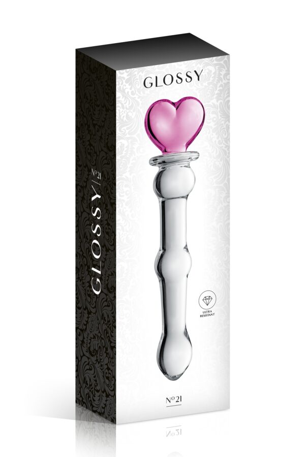 Gode en Verre poignée en coeur Glossy N°21 Rose