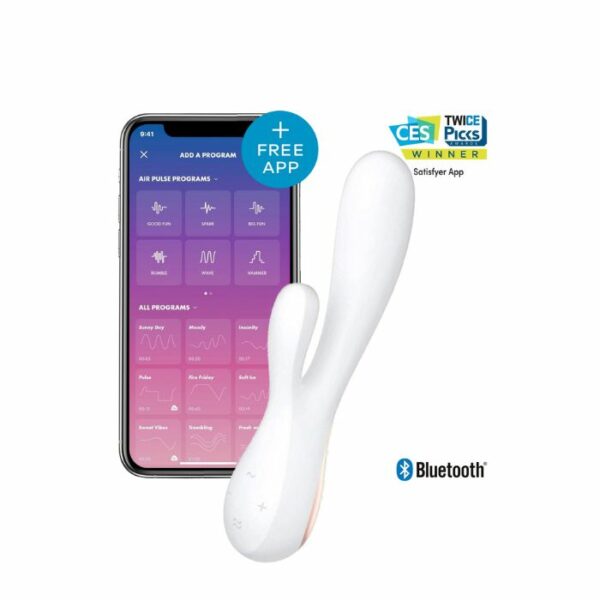 Rabbit connecté rechargeable Satisfyer Mono Flex Blanc