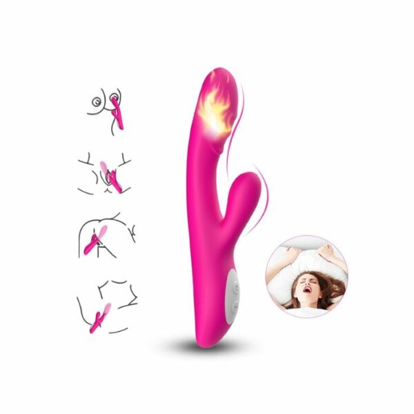Rabbit Vibrator Chauffant Stimulation vaginal clitoris FoxShow Spark Rose